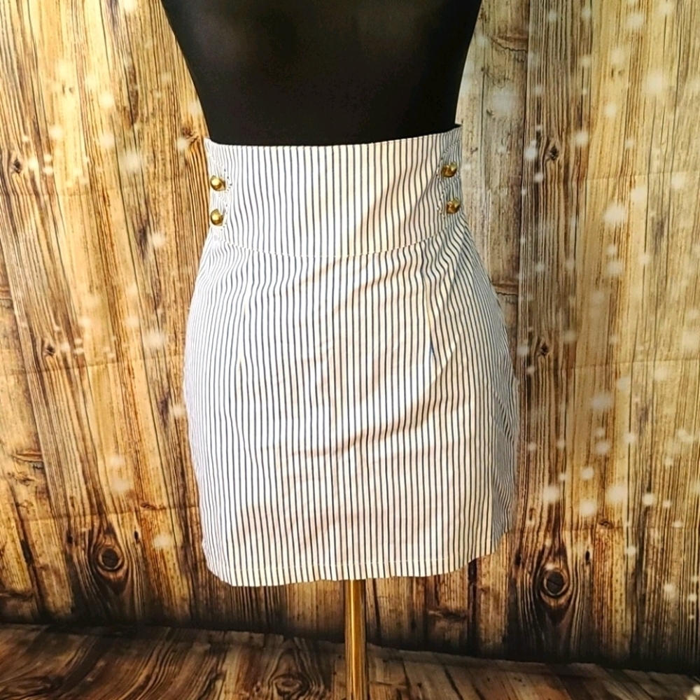 NWT H&M Nautical striped high-waisted Cotton mini skirt US XS